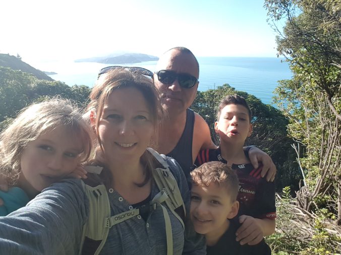 Family of five traveling around New Zealand in a caravan