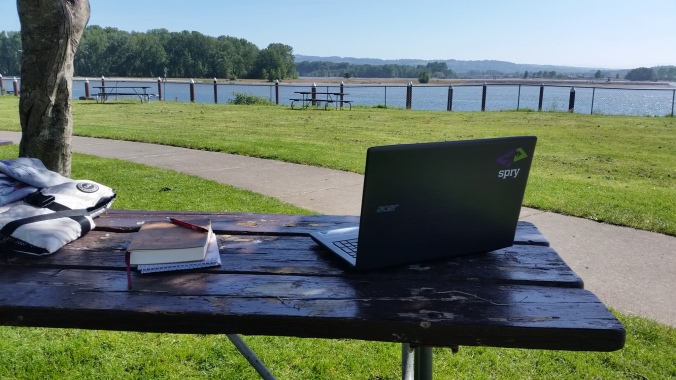 My digital nomad office from the St. Helens Public Dock and nearby park
